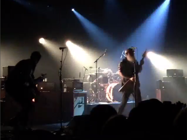 A still from a short video capturing the moment when gunfire broke out at the Eagle's concert at the Bataclan in Paris