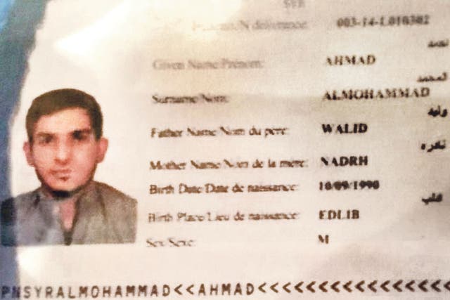 A passport belonging to Ahmad Almohammad was found on the body of a suicide bomber
