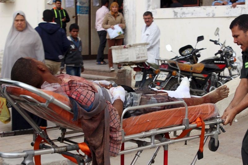 A man is taken to hospital after being injured in the shooting at the Israeli border