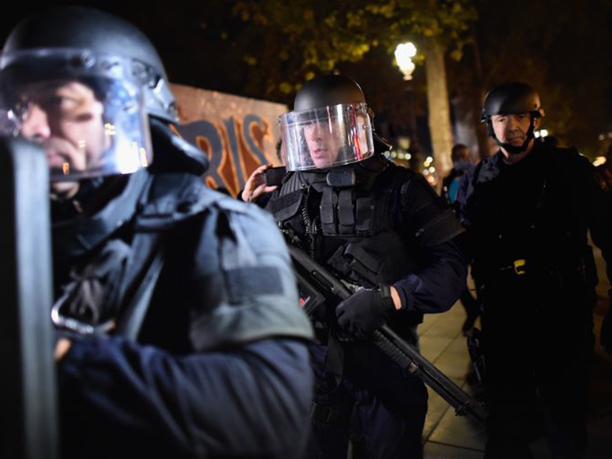 Armed police are deployed in Place de la Republique in Paris