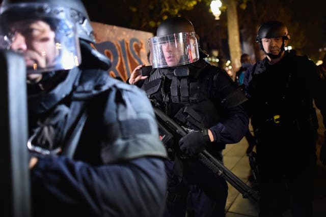 Armed police are deployed in Place de la Republique in Paris