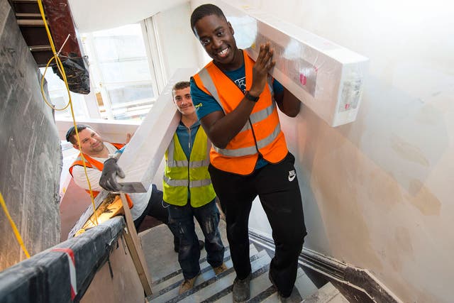 Volunteers help refurbish the Veterans Aid Hostel at Belvedere House in east London, much of it paid for by readers of the ‘Independent’ newspapers and ‘London Evening Standard’
