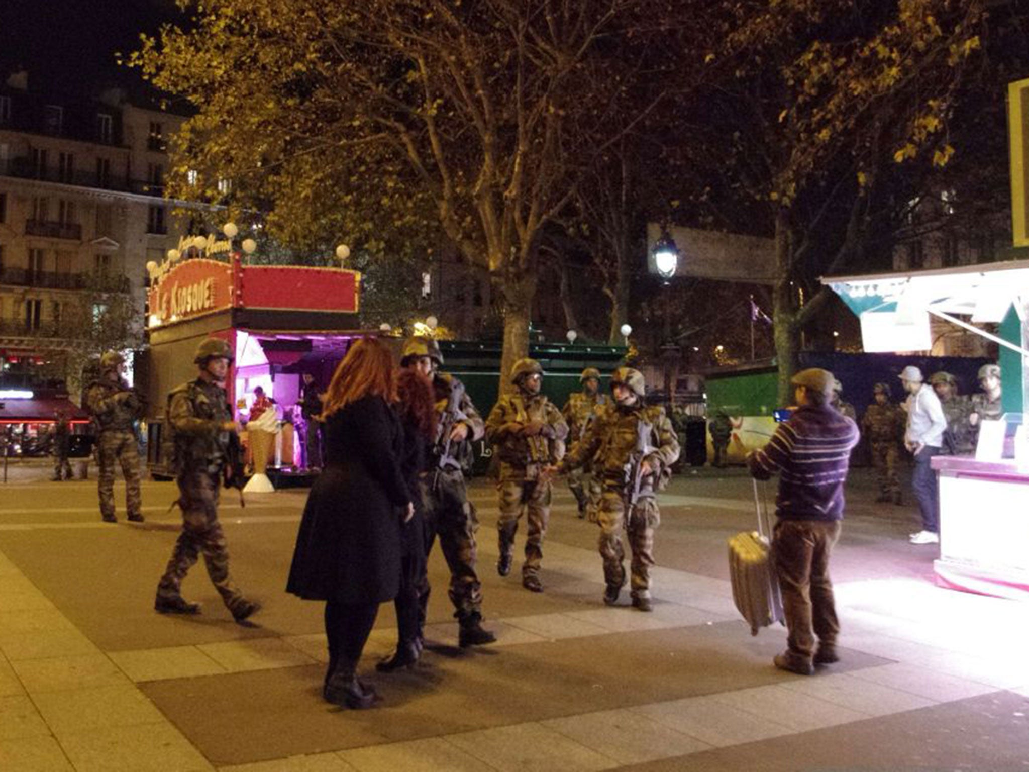 French Vigipirate troops mobilize next to Place de la Bastille in Paris