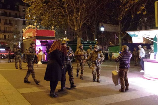 French Vigipirate troops mobilize next to Place de la Bastille in Paris
