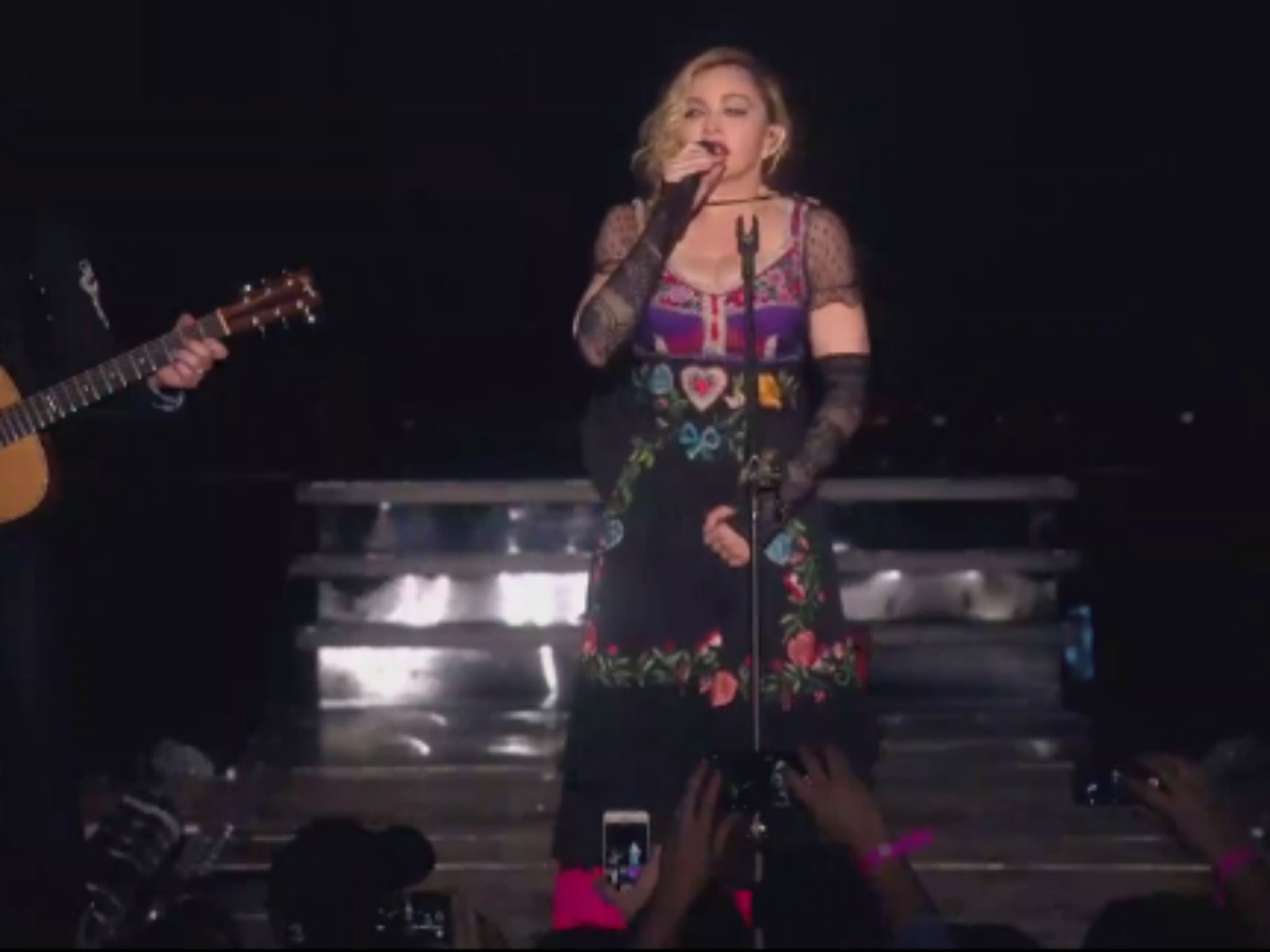 Madonna stopped a concert in Stockholm on Saturday to respond to the tragedy
