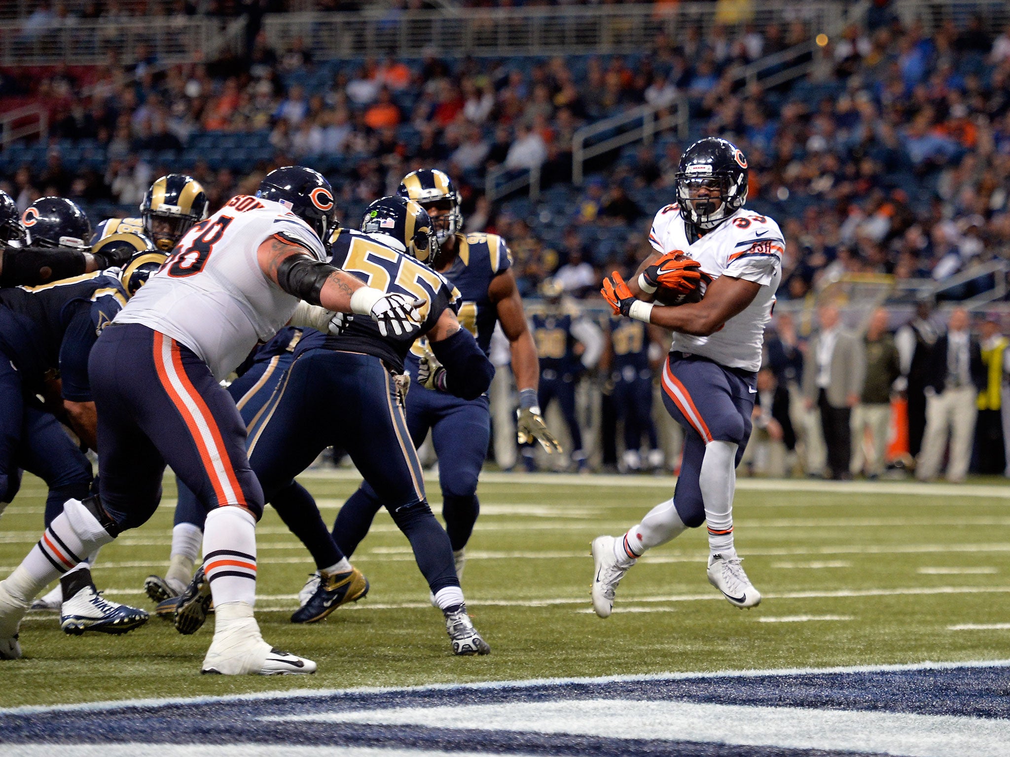 Jeremy Langford scored two touchdowns as the Chicago Bears beat the New Orleans Saints