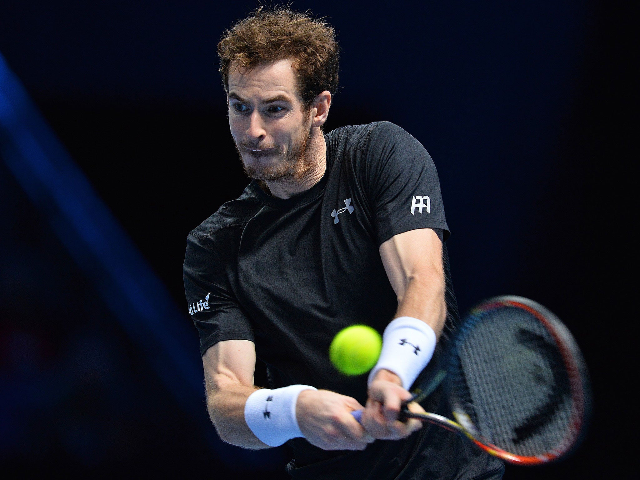 Andy Murray on his way to a 6-4, 6-4 victory over David Ferrer