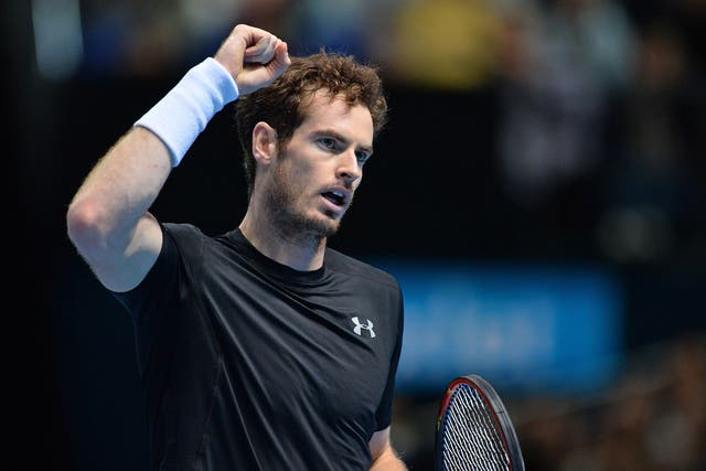 Andy Murray celebrates a 6-4, 6-4 victory over David Ferrer in the ATP World Tour Finals