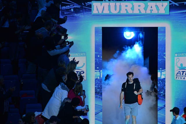 Andy Murray walks out at the O2 Arena for the ATP World Tour Finals