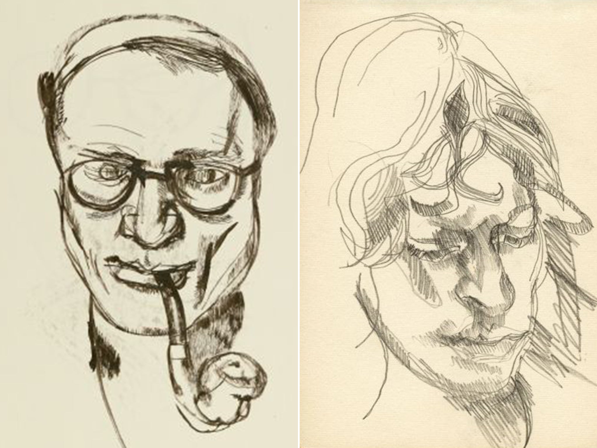 Sketches from Freud’s archive. The National Portrait Gallery also has studies for works such as ‘Hotel Bedroom’ and the cover of his daughter’s book, ‘Hideous Kinky’