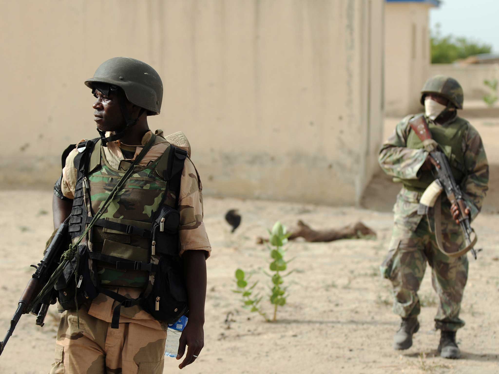 Nigerian army soldiers are pictured as they are deployed to the north of the country