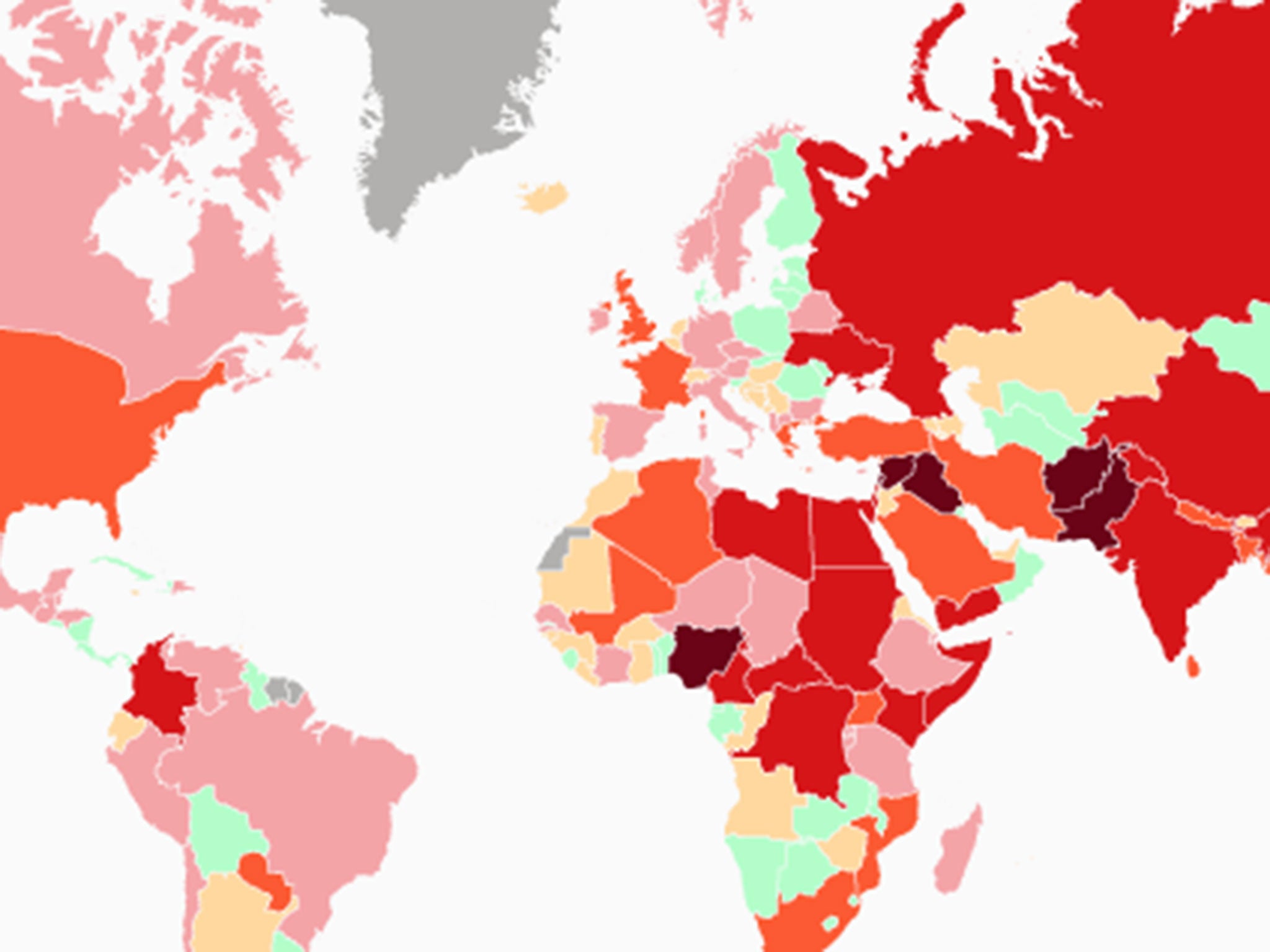 The countries most affected by terrorism have been revealed