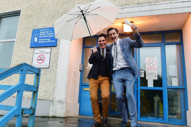 Richard Dowling, left, and Cormac Gollogly, right, on in Clonmel, Ireland.