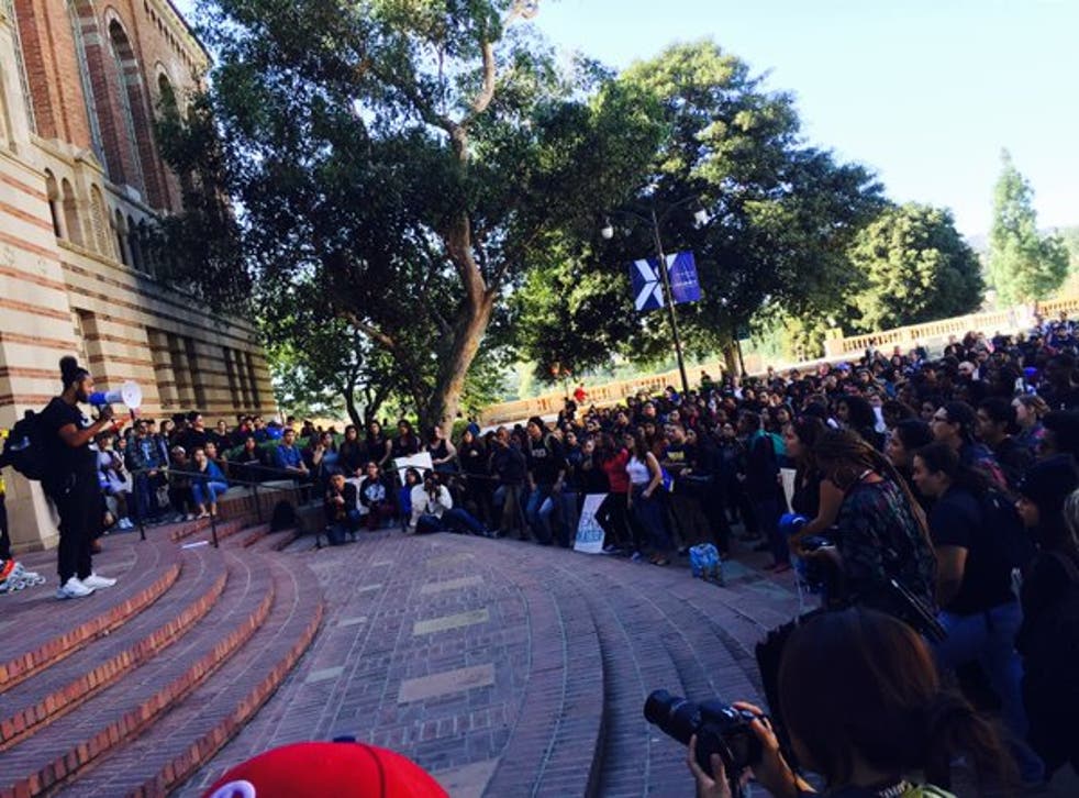 Hundreds of UCLA staff and students left class to support the students of Mizzou