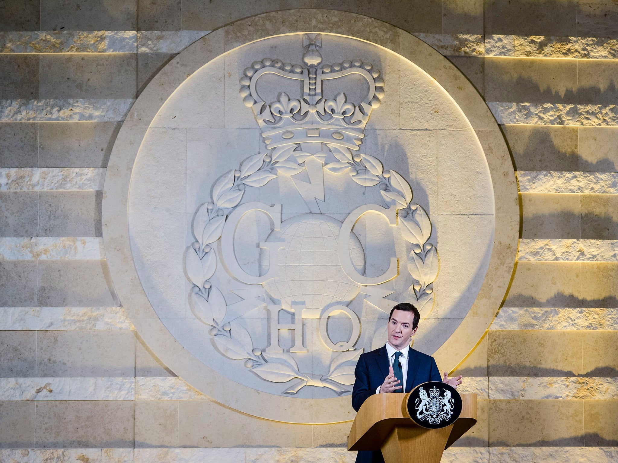 George Osborne speaking at GCHQ in Cheltenham