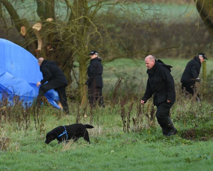 Police and sniffer dogs search for evidence in Leicestershire