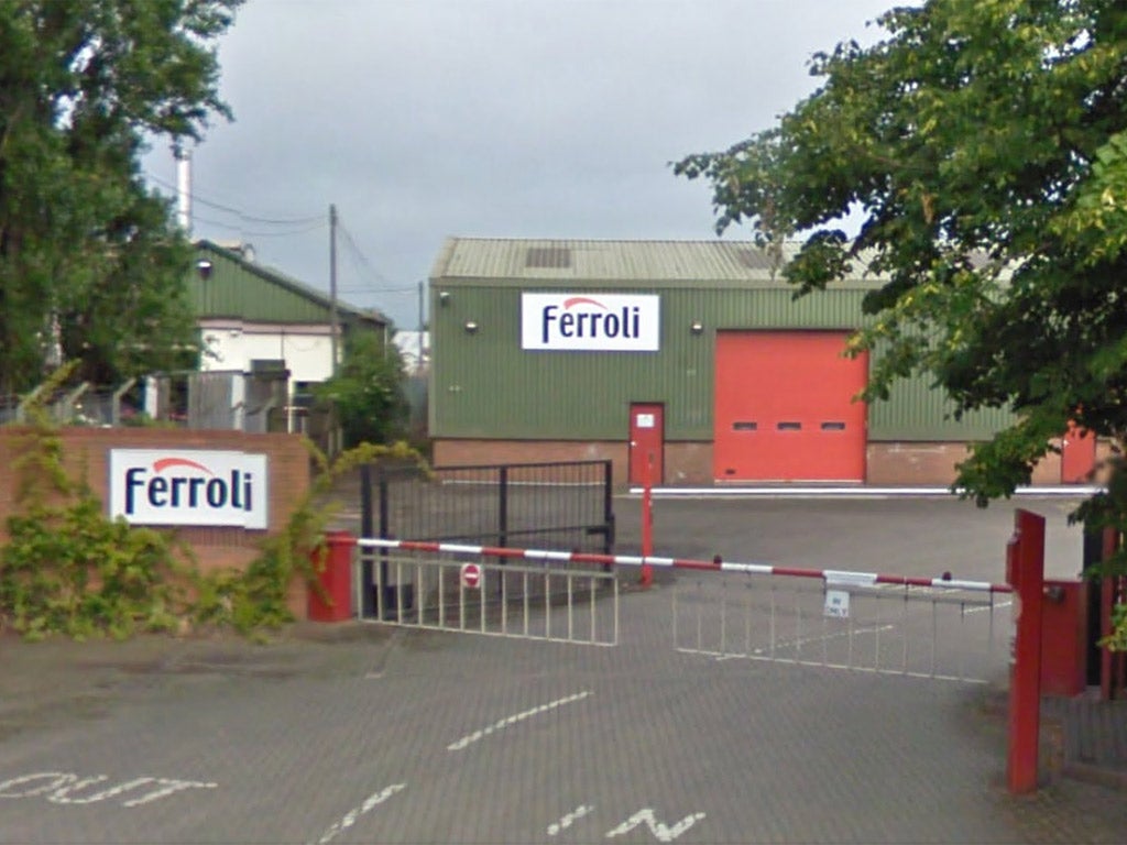 The discovery was made at the Ferroli premises in Burton-upon-Trent