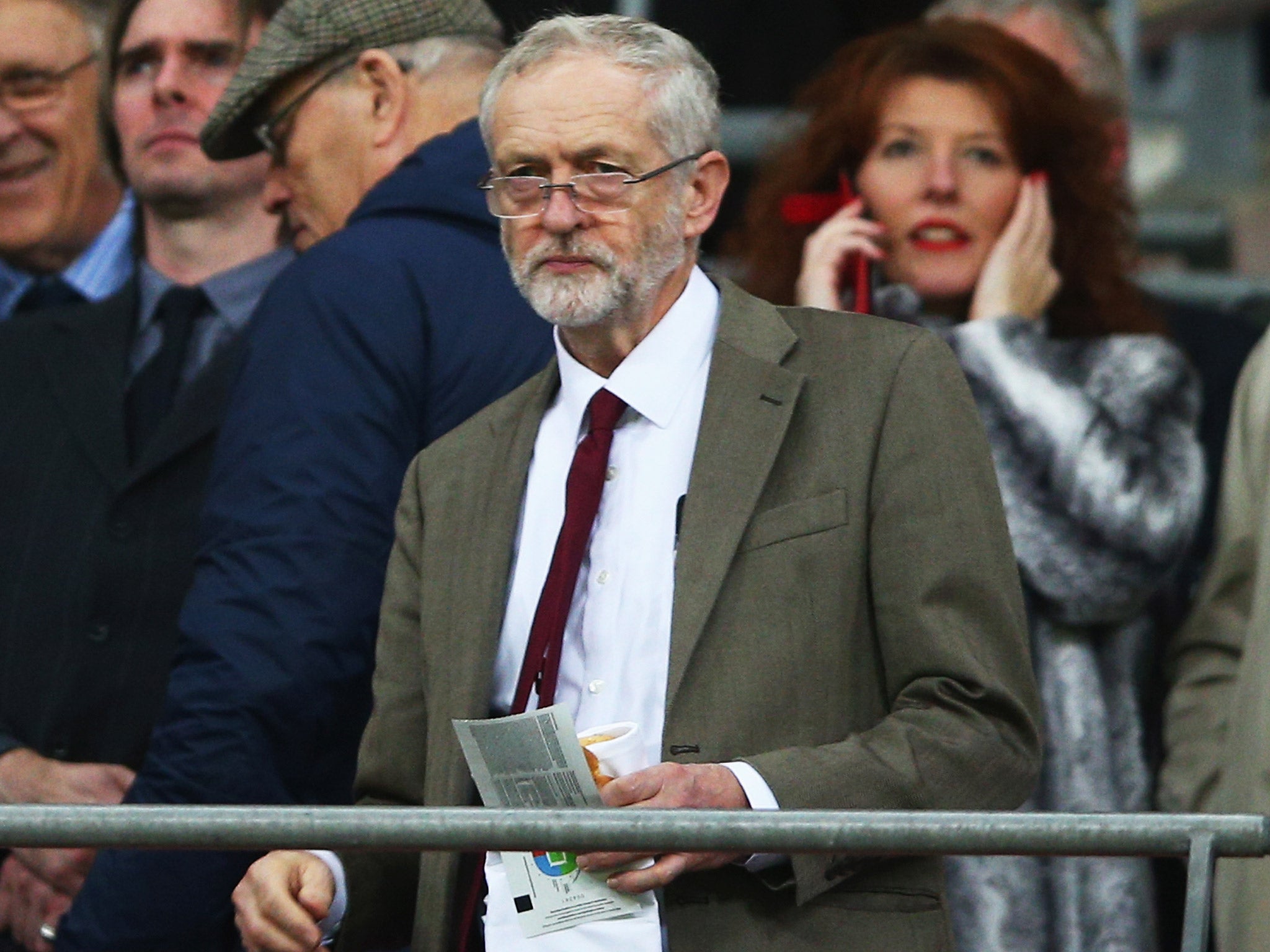The Labour leader attended Tuesday night's football match between England and France at Wembley