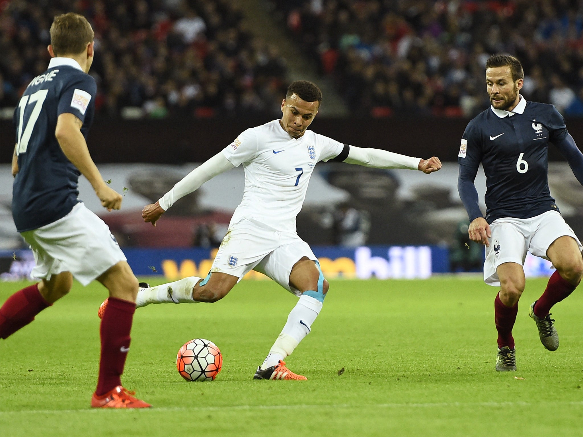 Dele Alli marks his first start for England with the opening goal against France at Wembley on Tuesday