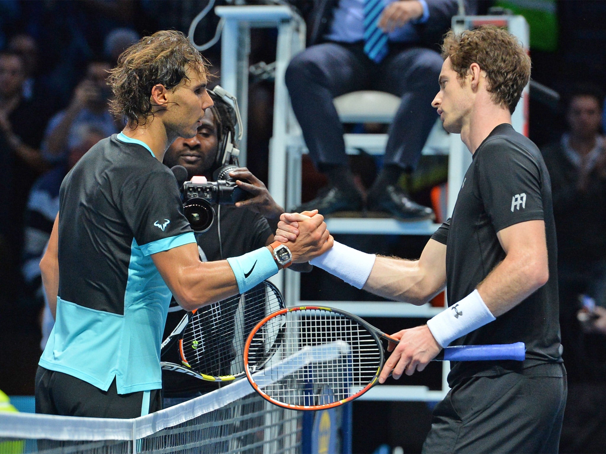 Rafael Nadal, left, beat Andy Murray in straight-sets