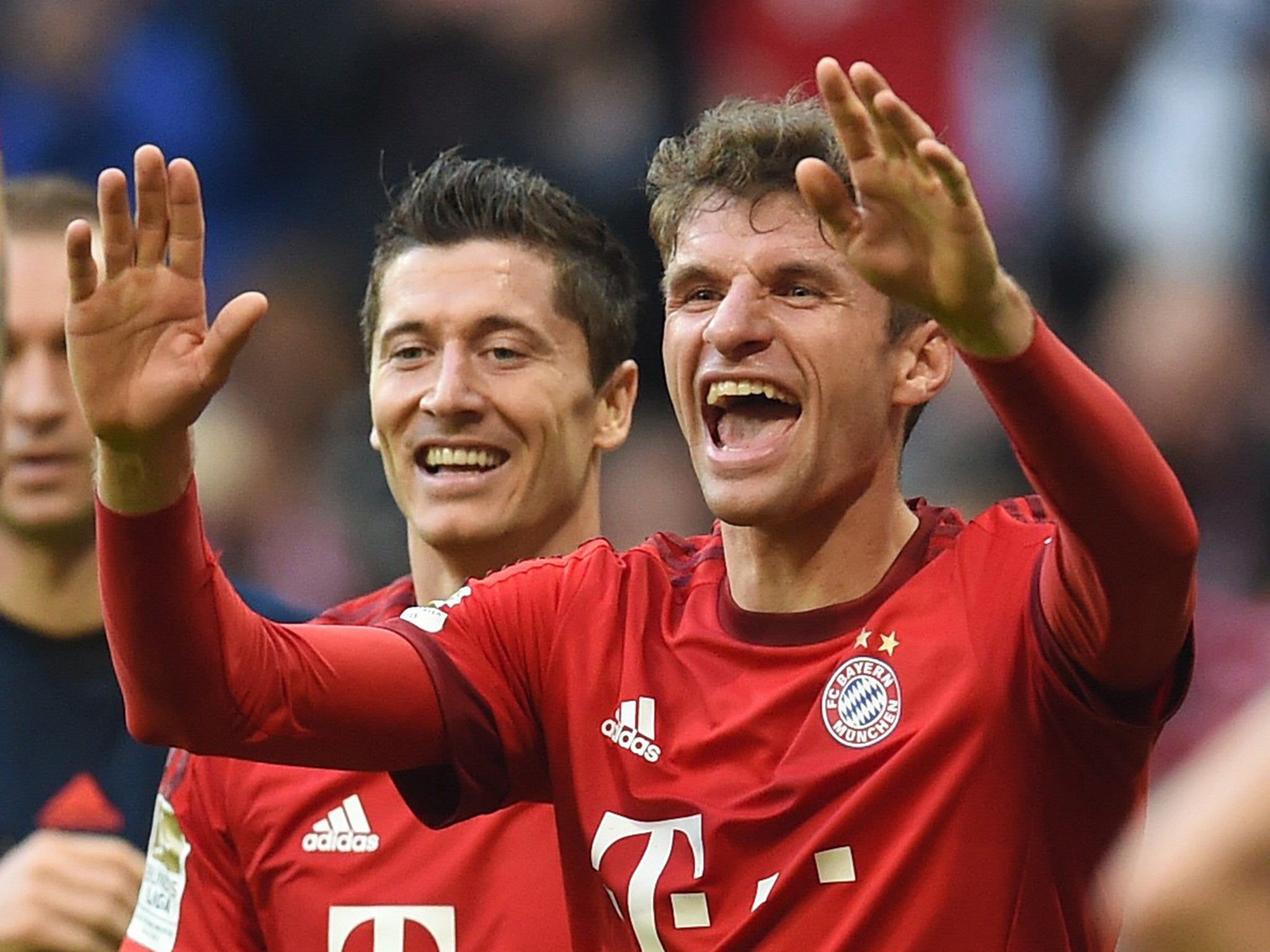 Bayern Munich forwards Robert Lewandowski and Thomas Muller