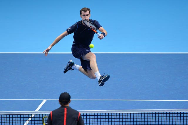 An airborne Jamie Murray could not halt the Bryan brothers from advancing at the O2 Arena