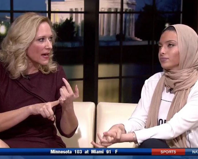 Noor Tagouri (right) faces off with Jessie Jane Duff on Fox News' sister channel WTTG