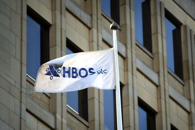 A view of the headquarters building of Halifax Bank of Scotland (HBOS) in Halifax, England