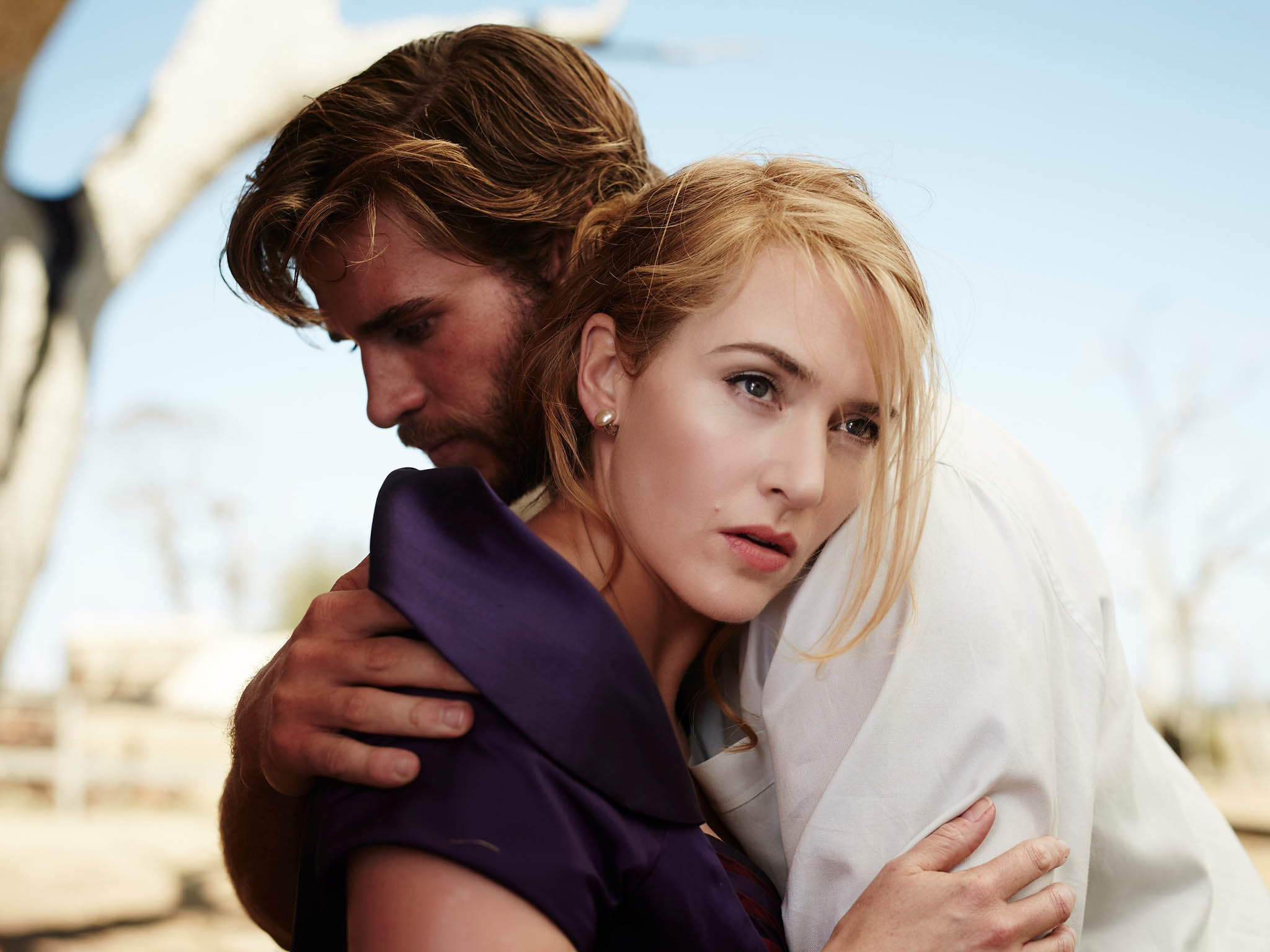 Liam Hemsworth and Kate Winslet in a scene from the new film, The Dressmaker