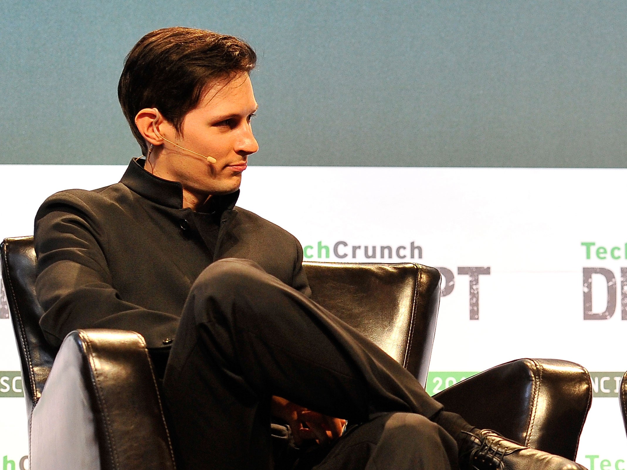 Pavel Durov during an interview with Mike Butcher at TechCrunch Disrupt in September 2015