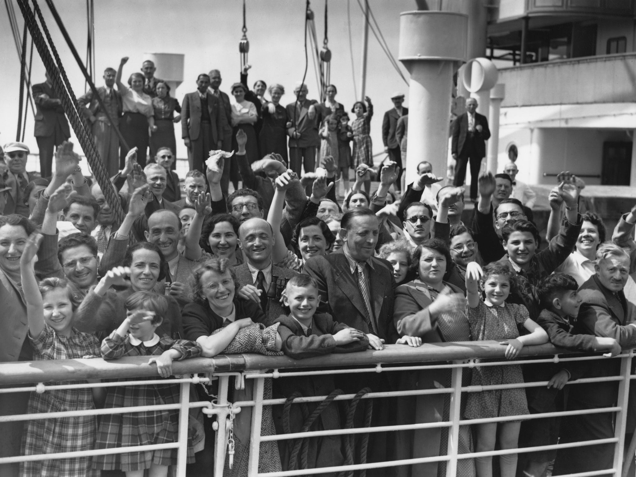 Some of the 700 Jewish refugees aboard Hamburg-America liner St Louis in 1939