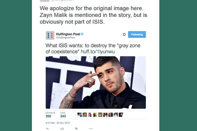 'Zayn Malik is mentioned in the story, but is obviously not part of ISIS'