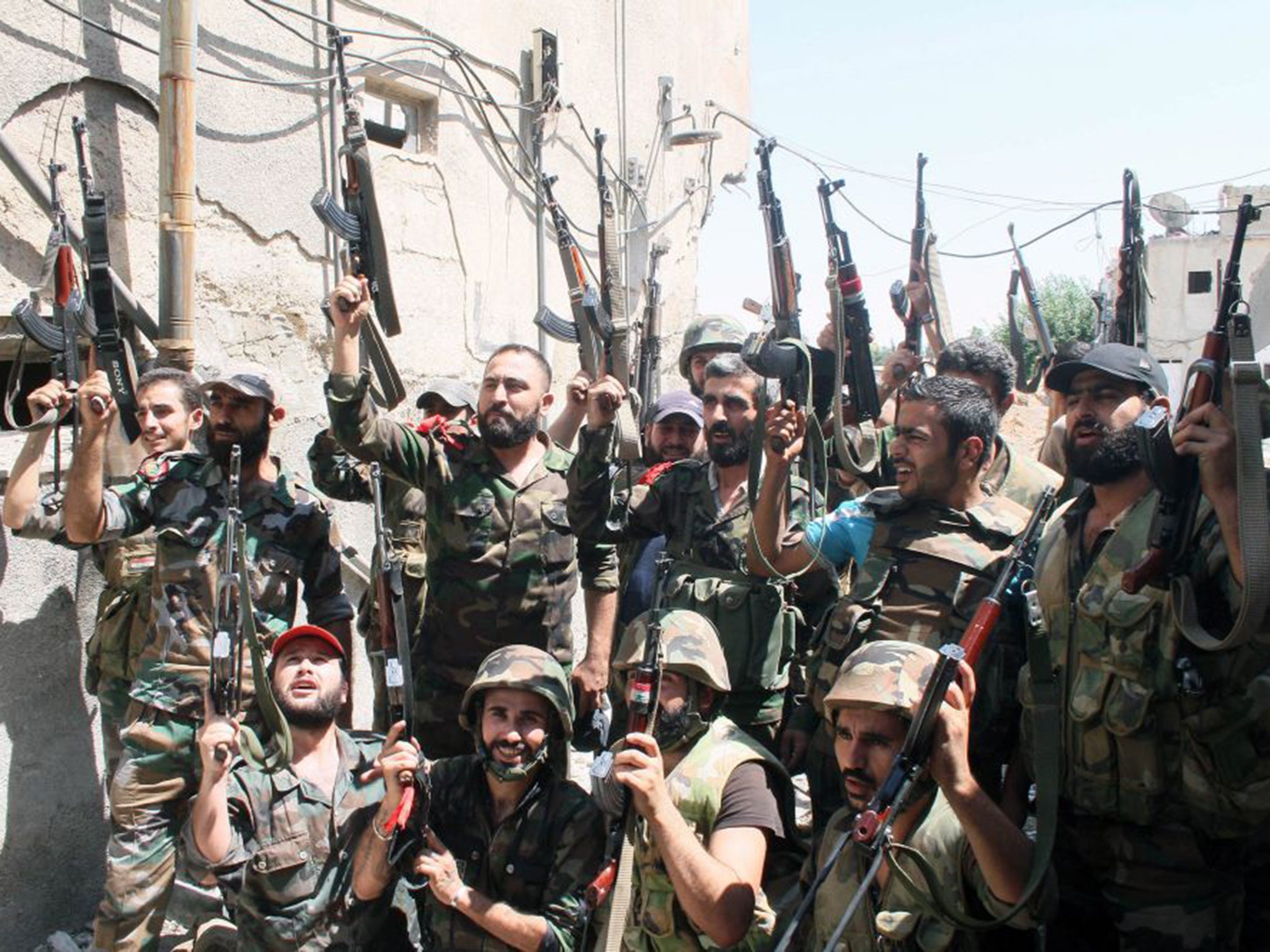 Syrian army soldiers in Damascus,