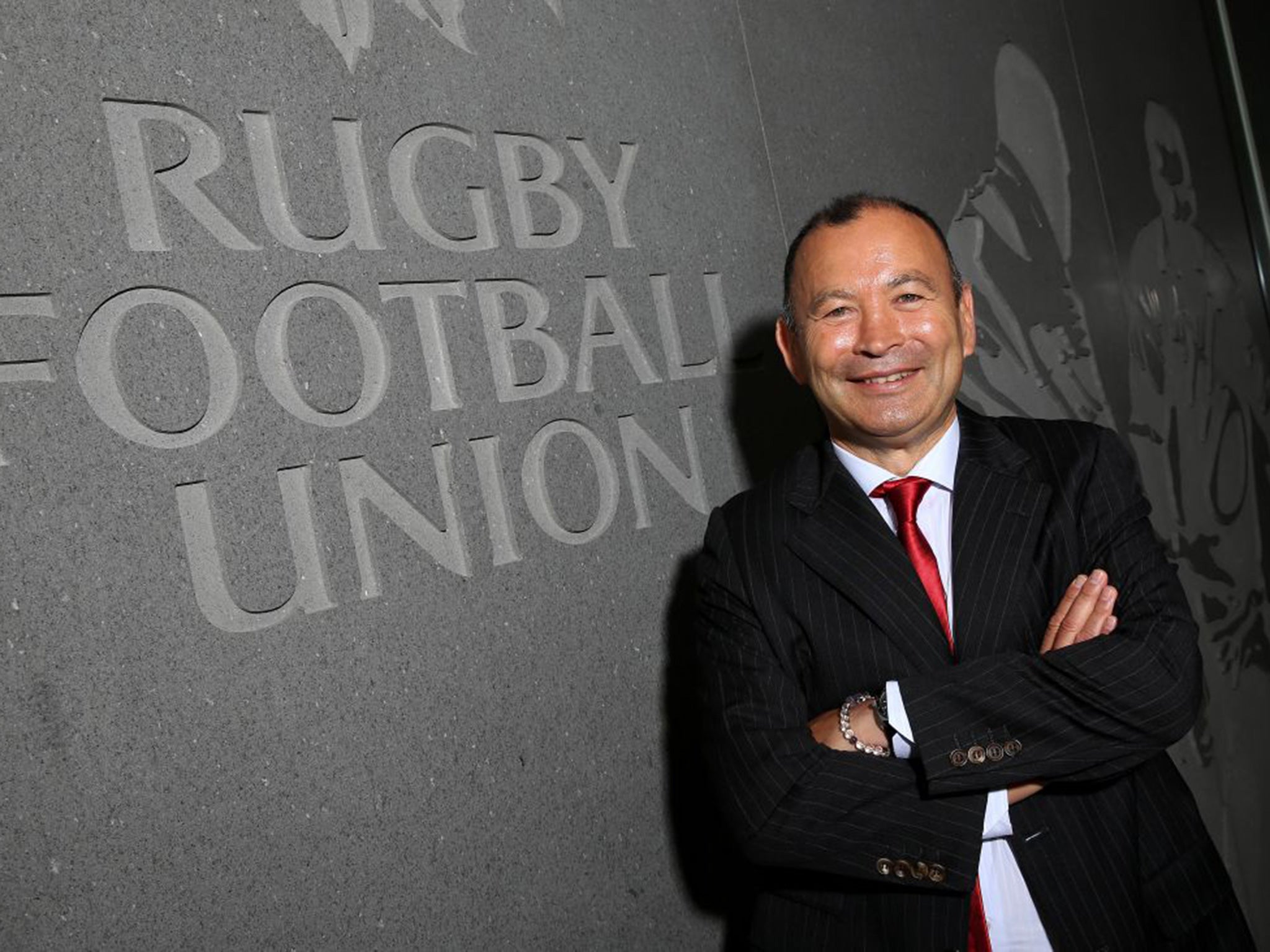 Eddie Jones, the new England Rugby head coach, posing at Twickenham Stadium