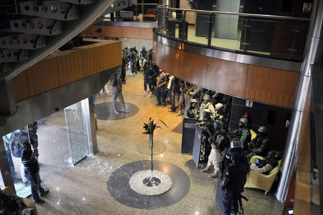 The lobby of the Radisson Blu hotel following the siege