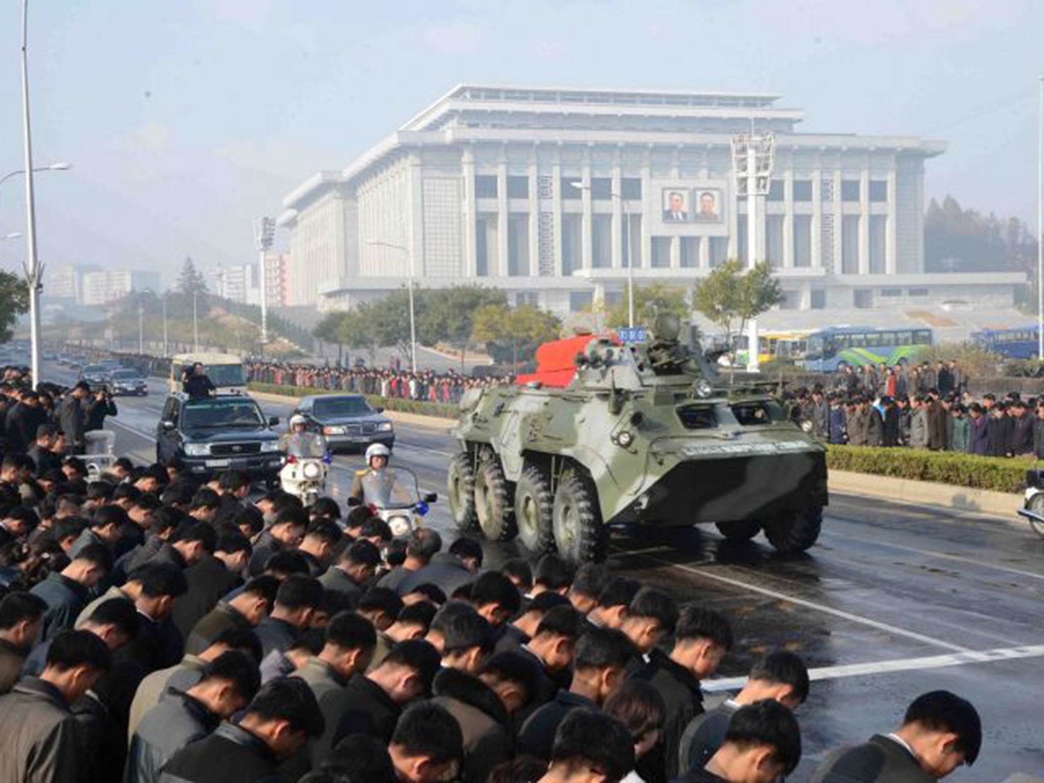 North Koreans attending a military funeral in Pyongyang earlier this month