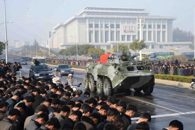 North Koreans attending a military funeral in Pyongyang earlier this month