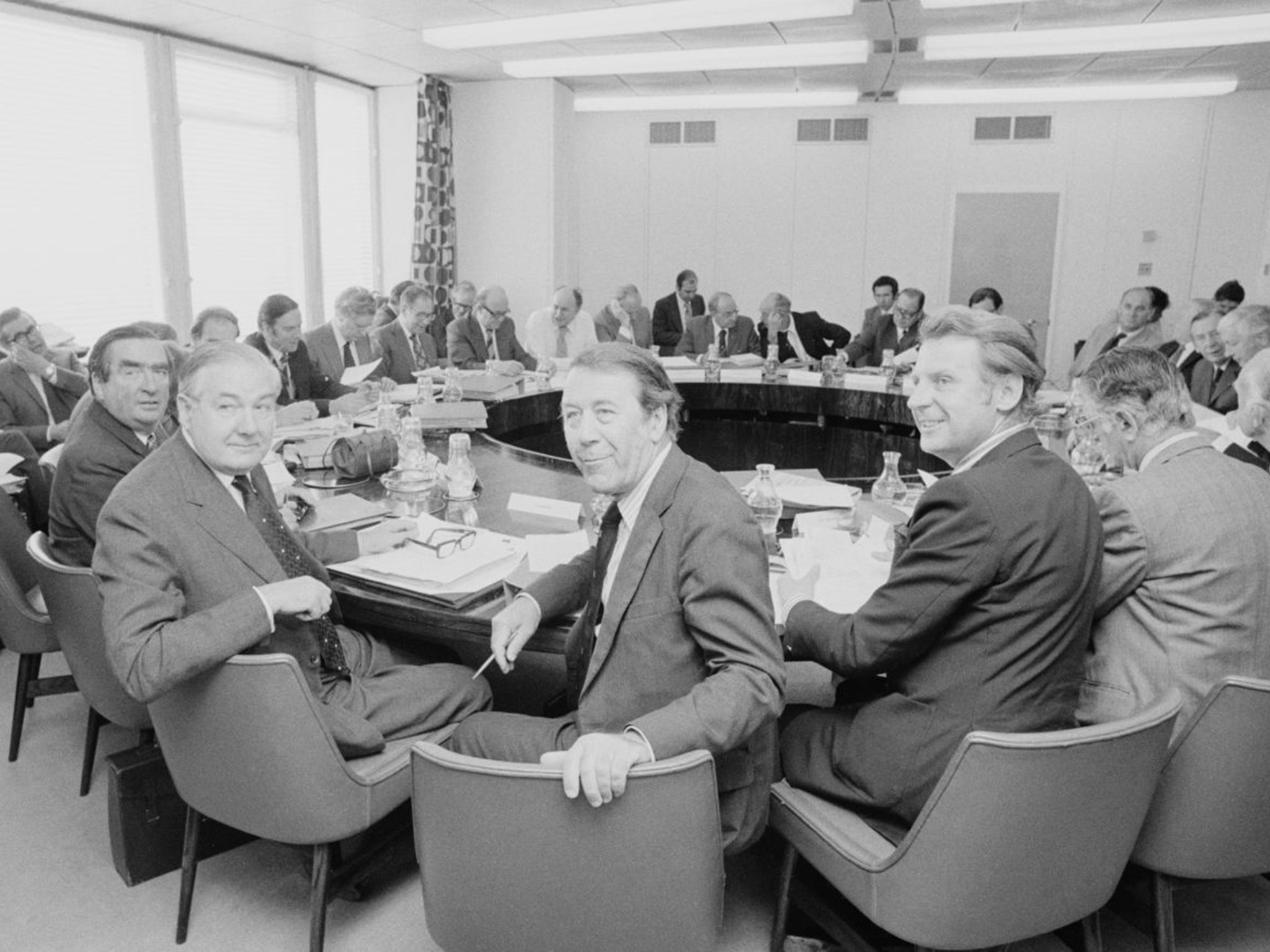James Callaghan, second from left, chairs his first ‘Neddy’ meeting in 1976