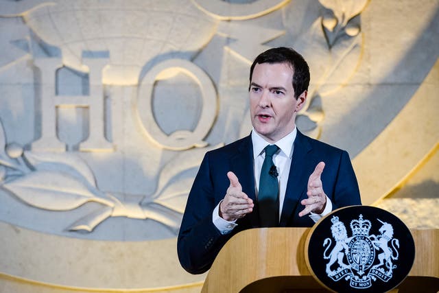 George Osborne delivering a speech on his spending review at GCHQ this week