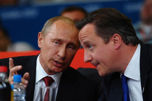 Vladimir Putin, whose associates have been implicated in the scandal, and David Cameron, whose father was implicated