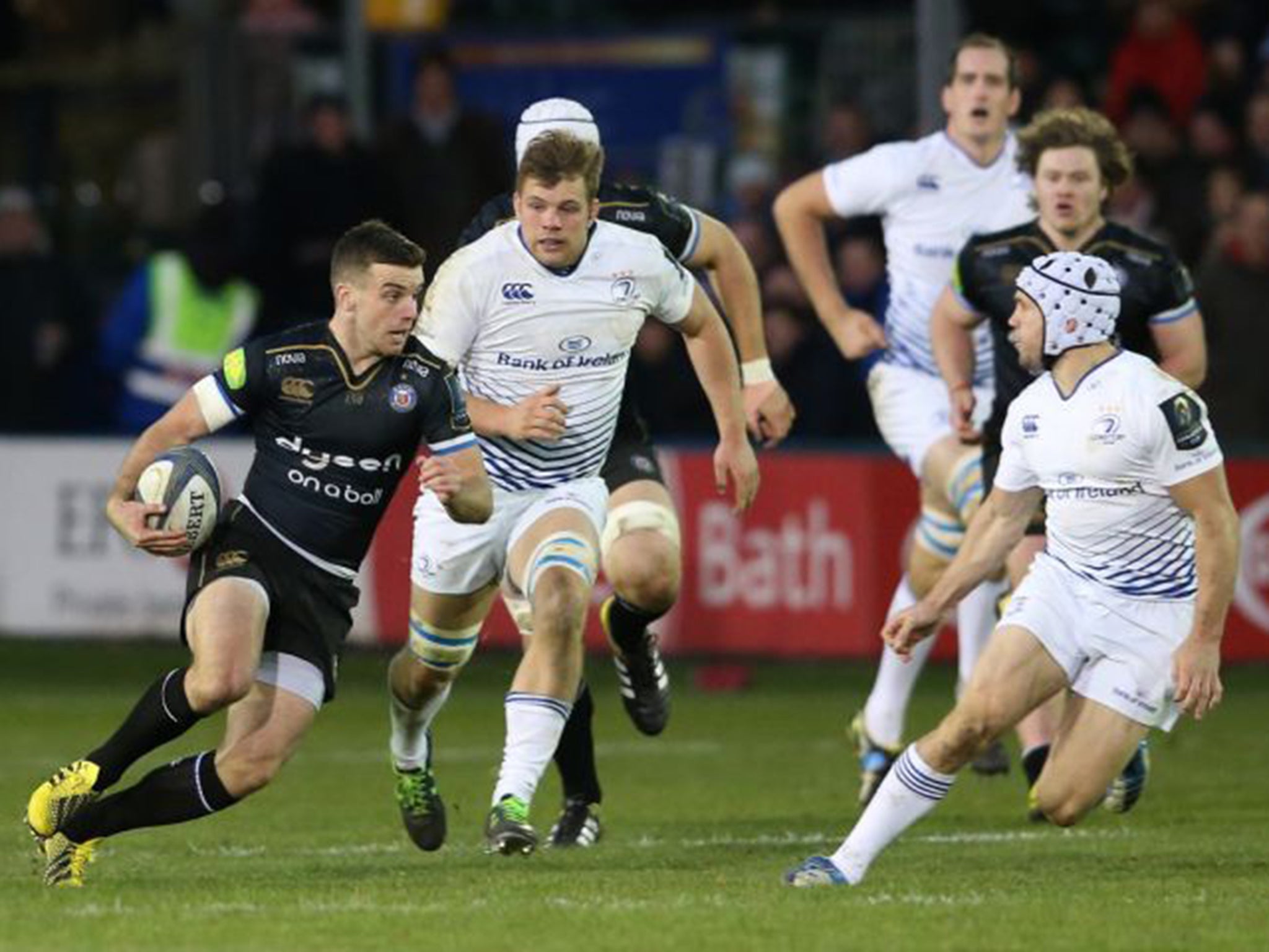 Bath’s fly-half George Ford makes a sniping break against Leinster