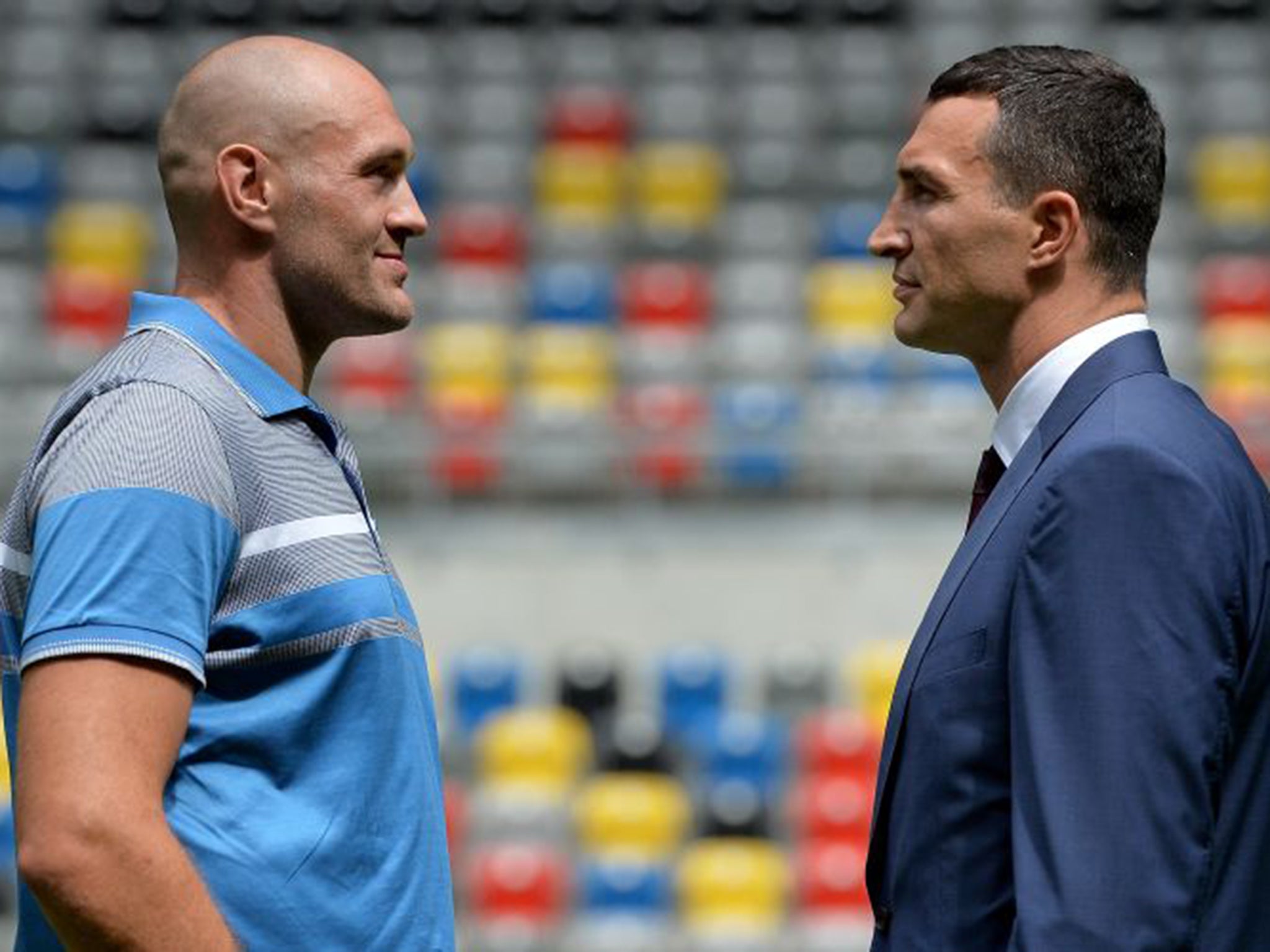 Tyson Fury, left, is adamant that age will work against the 39-year-old Klitschko when they meet (Getty)