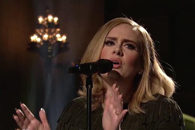 Adele performing 'Hello' on SNL