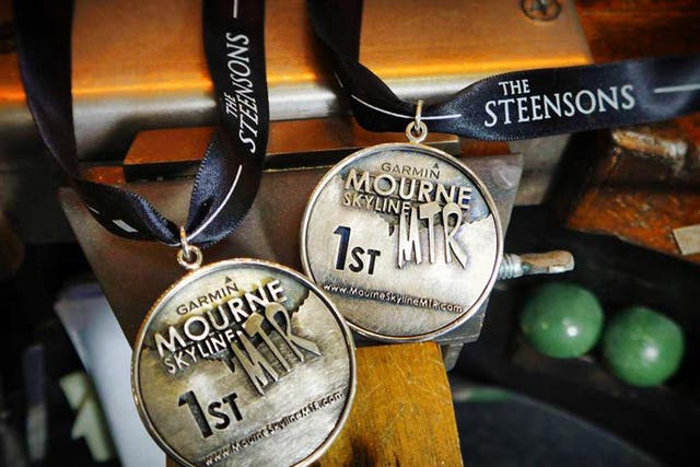 The Garmin Mourne Skyline winner's medals