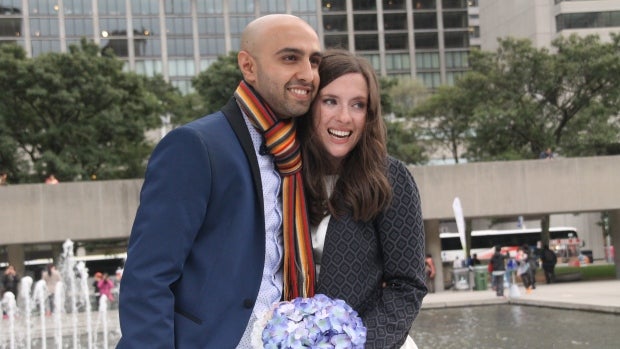 Samantha Jackson and Farzin Yousef had a smaller wedding at Toronto City Hall.