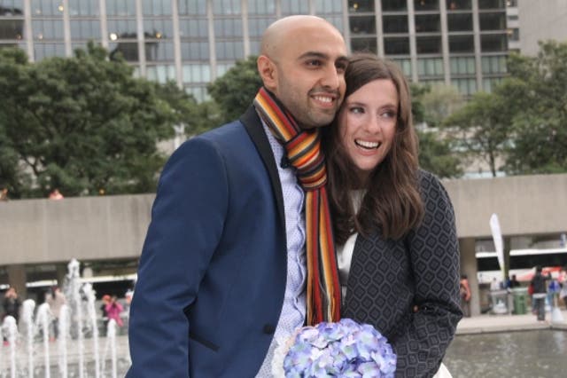Samantha Jackson and Farzin Yousef had a smaller wedding at Toronto City Hall.