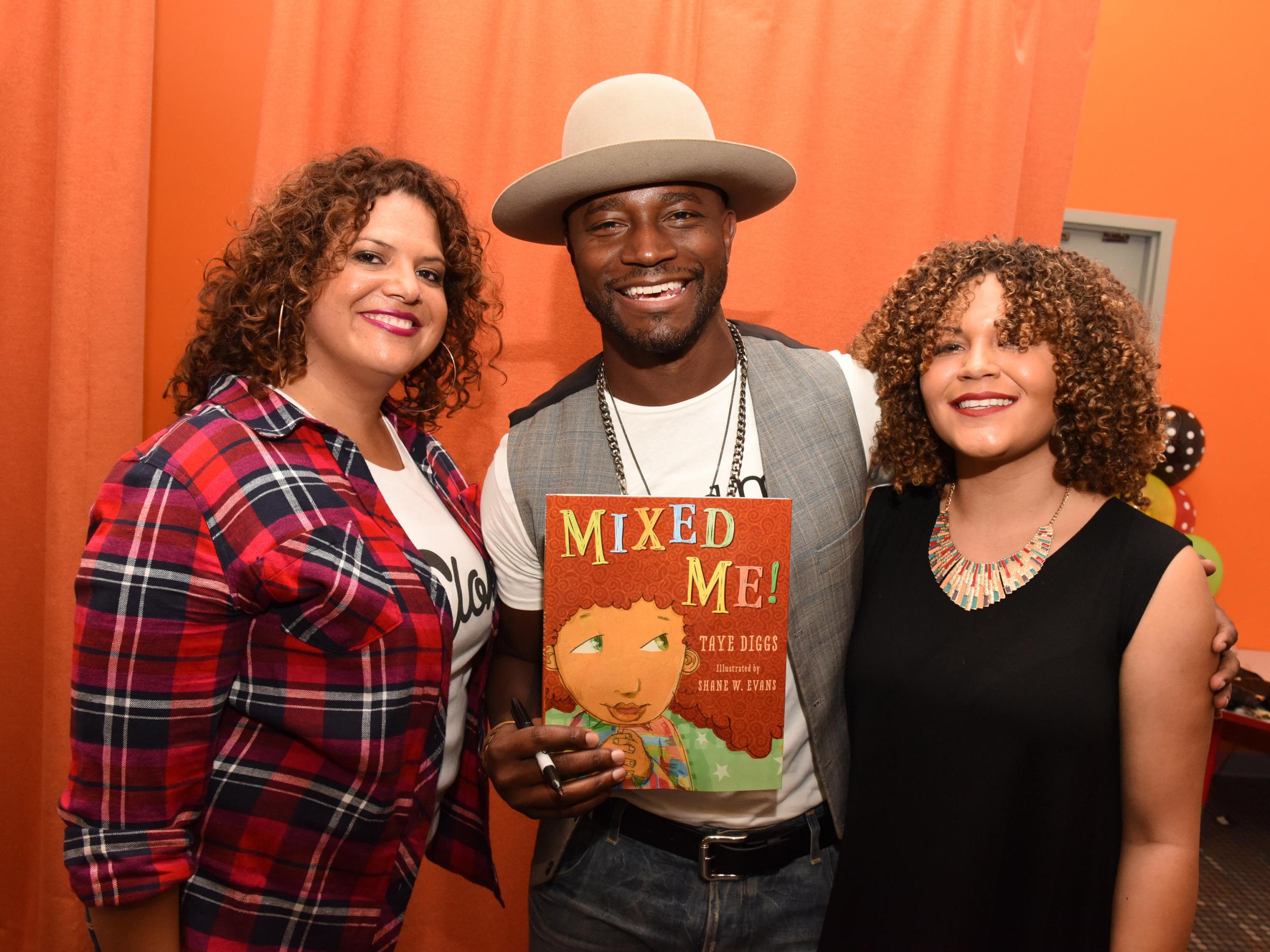 Fashion designer Sonia Smith-Kang, actor Taye Diggs and Kristen Marston of Mixed-ology attend the Mixed Me Book Launch + Multiculti Mixer
