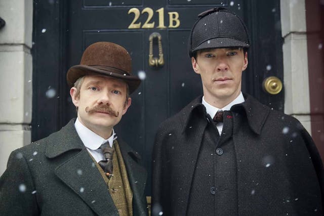 Benedict Cumberbatch and John Watson in the Sherlock Christmas special, airing New Year's Day