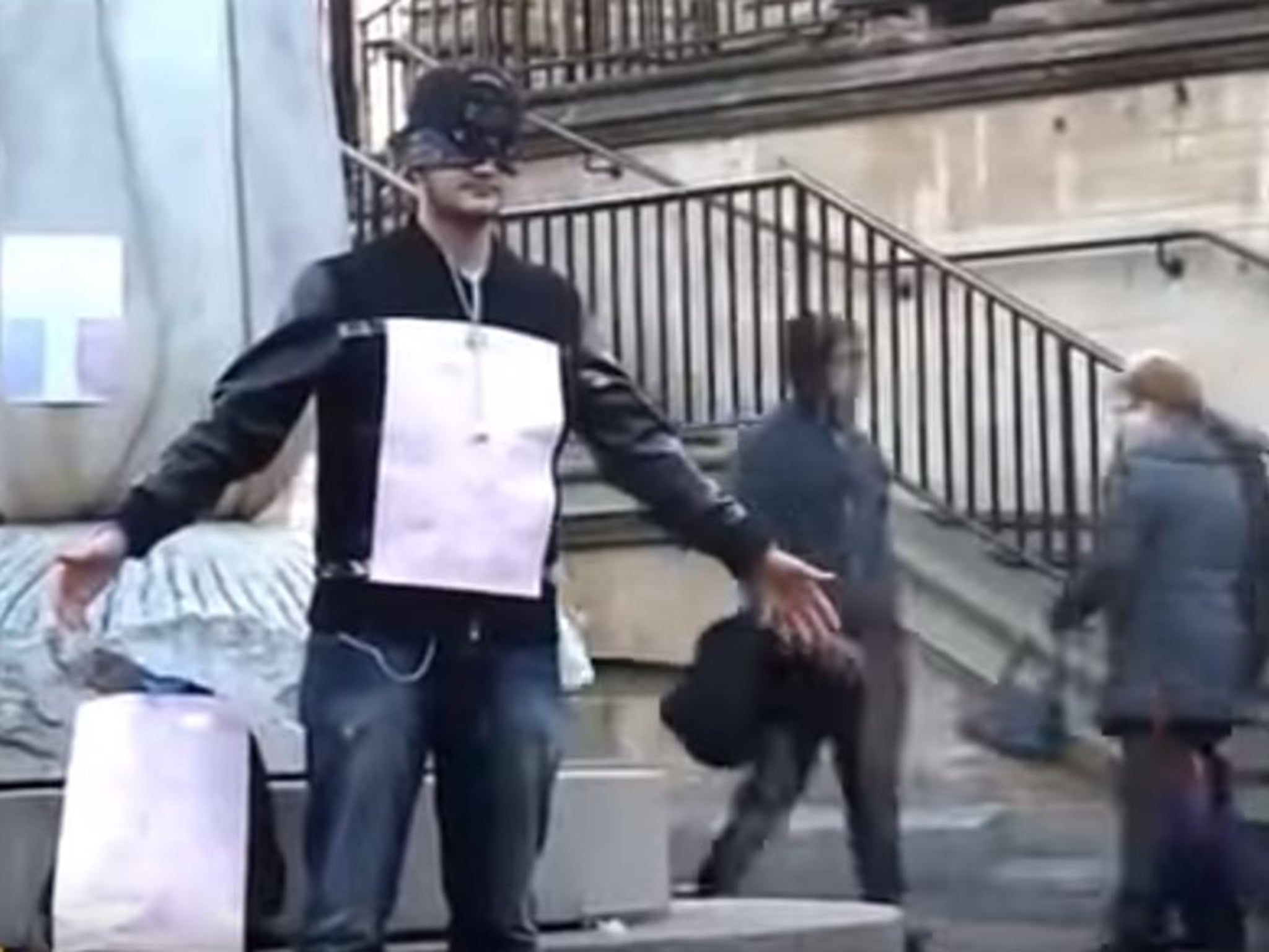 Yusuf Pirot offered out free hugs to strangers while blindfolded to combat Islamophobia