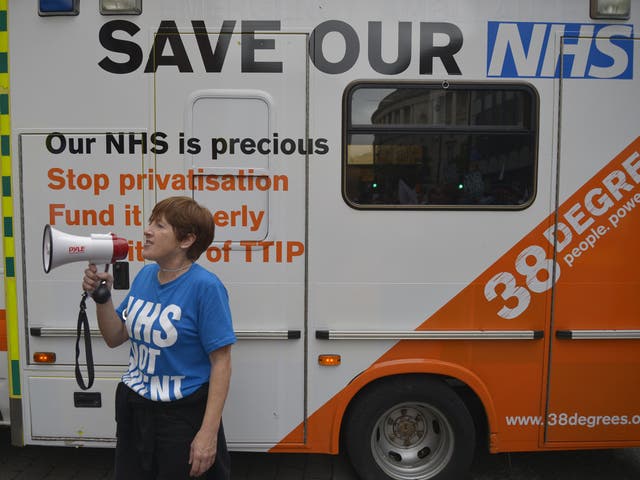 A Save Our NHS demonstration outside the Conservative Party conference
in Manchester in October